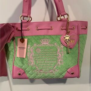 Juicy Couture Pink & Green Fairytale Daydreamer Tote Bag